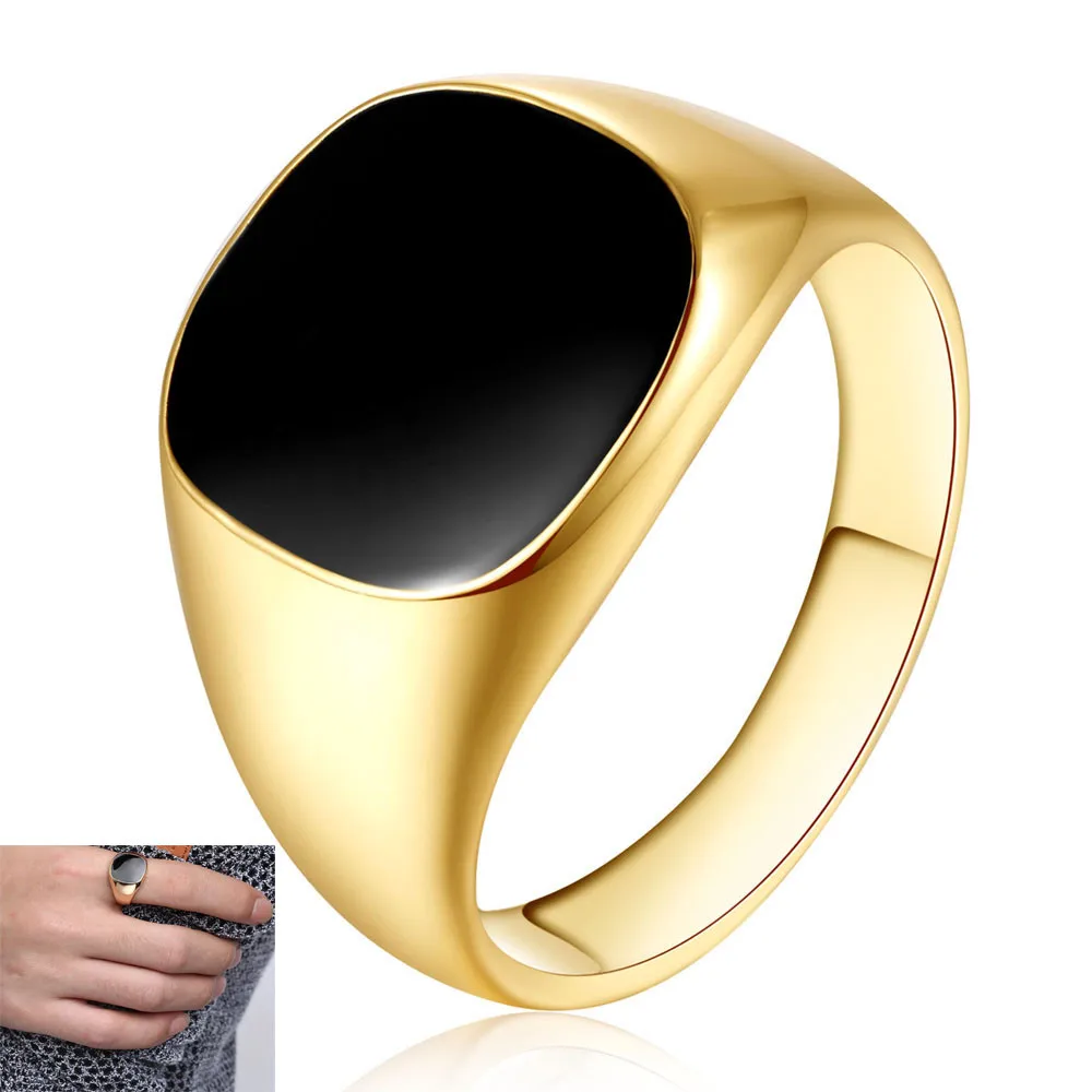 Мужские однотонные блестящие кольца 2020 в байкерском стиле черные серебряные