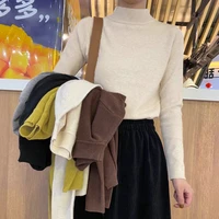 autumn winter knitted sweater women 2022 soft warm semi turtleneck pullovers tops korean female long sleeve bottoming jumper
