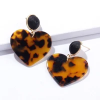 2020 big za tortoiseshell heart dangle earrings for women acrylic statement drop earring wedding party jewelry korean earrings