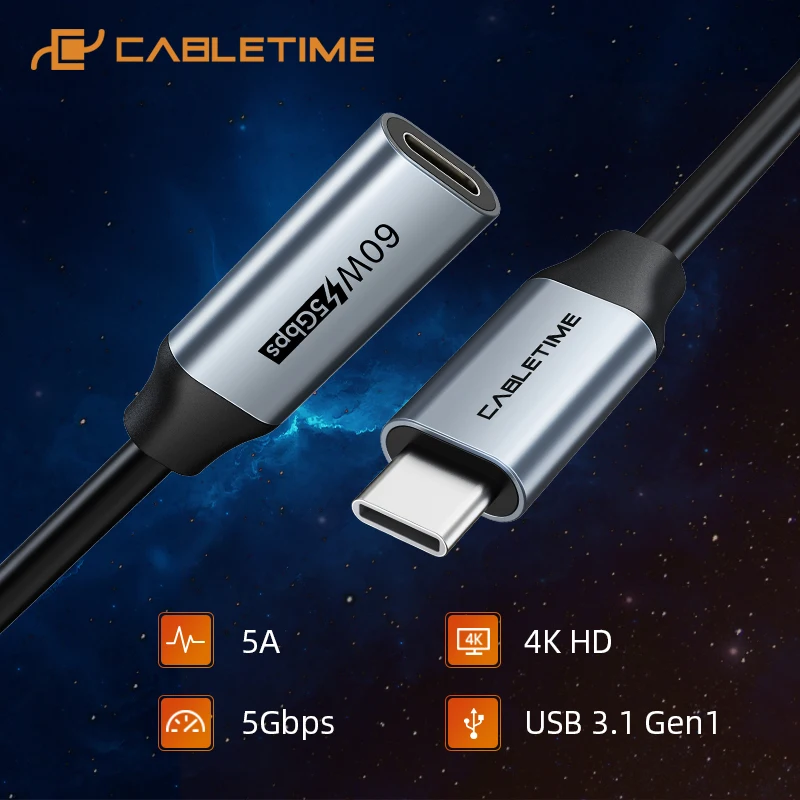 

Кабель Cabletime PD 60 Вт USB C для USB Type C M USB3.1 QC4.0 5 Гбит/с, передача, быстрая зарядка для Xiaomi 10 MacBook Pro C377