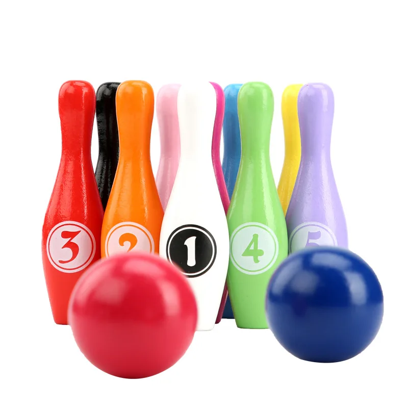 

Colorful 12 Piece Bowling Set W/ 10 Pins 2 Bowling Balls Children Kids Educational Toy Party Fun Family Game Gifts for Children
