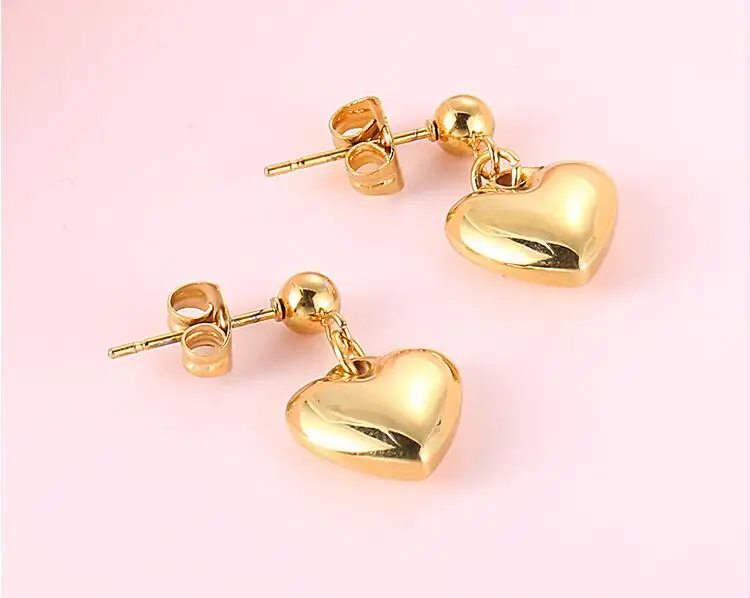 Женские серьги из титановой стали в форме сердца|Серьги-гвоздики| |