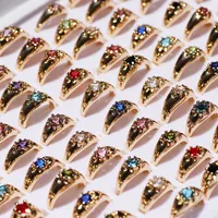 QianBei Wholesale Mixed 50pcs/set Rose Gold Crystal Rhinestone Wedding Ring For Women Fashion Jewelry Rings