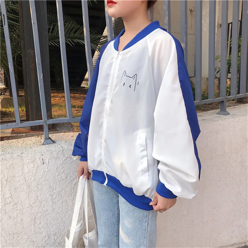 

Jacket Women Korean Style Ulzzang BF Womens Jackets and Coats Loose Casual Long Sleeve Students Simple All Match Black Clothing