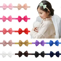 20 Pieces Children's Candy Color Ribbed Ribbon Bow Headband