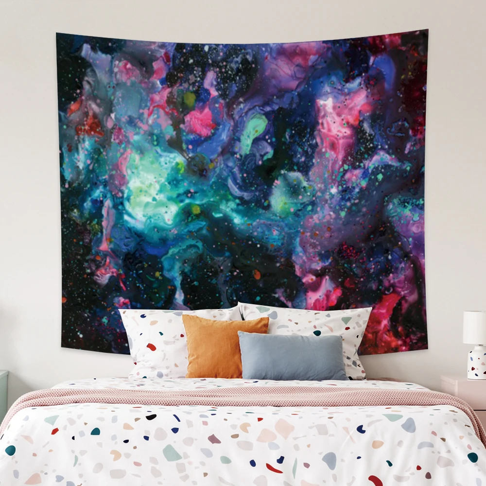 

Laeacco Fashion Style Tapestry Abstract Nebula Universe Starry Sky Wall Hangings Modern Home Living Room Bedside Decor Polyester