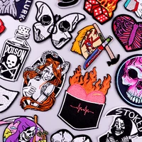punk flame patches on clothes patches embroidered patches for clothing thermoadhesive patches skull patch stickers accessories