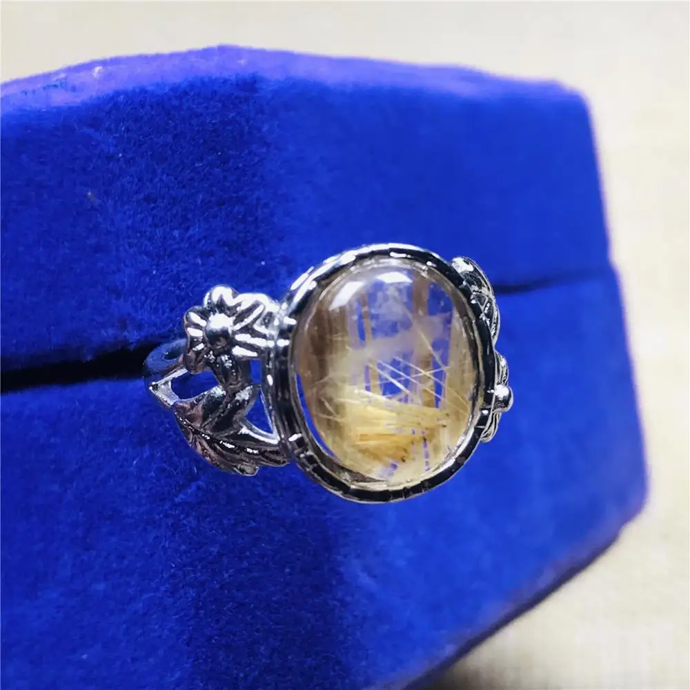 13 мм топ из натурального золота Рутиловый Кварц Кольцо для женщин леди мужчин