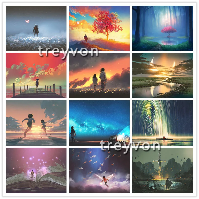 

Diy 5D Full Diamond Painting anime Scenery Embroidery Mosaic Cross Stitch illustration Landscape Home Decoration Wall Art Poster