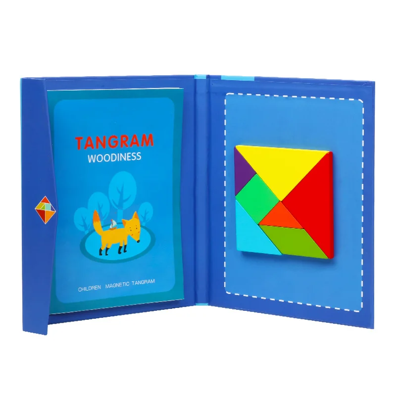 Jigsaw puzzle book Монтессори обучающая Волшебная книга Магнитная 3D Головоломка Tangram игра креативная головоломка магнитная головоломка подарок для мальчиков и девочек PT-12 - Цвет: Jigsaw puzzle book