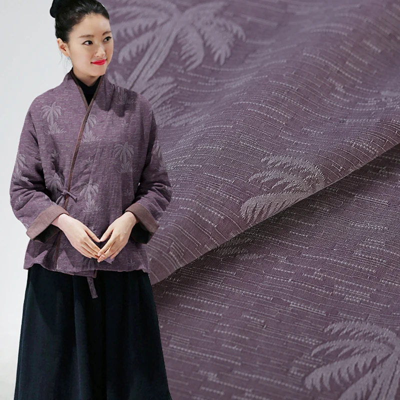 Кокосовые пальмы плотная текстура 80% шелк 20% хлопок ткань для летнего платья