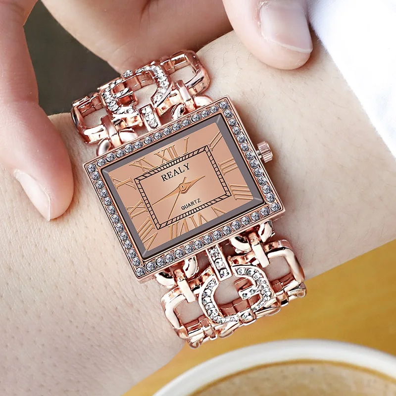 Высококачественные женские часы рифленая нержавеющая сталь стальная полоса