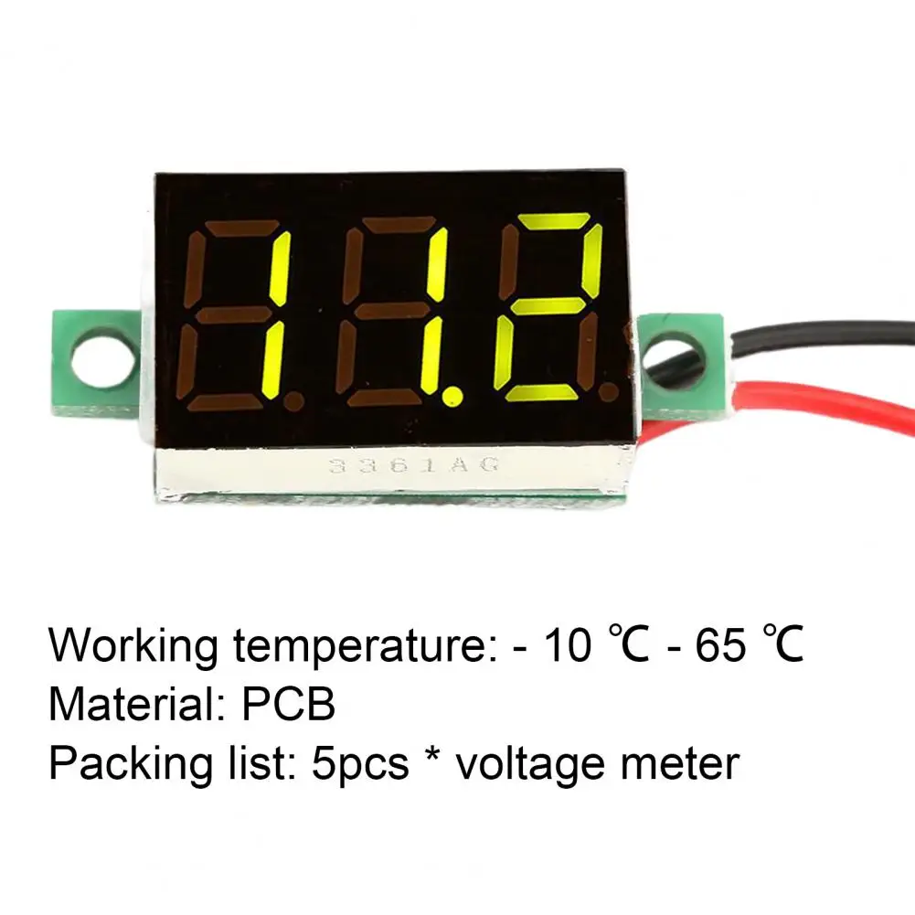 

5Pcs High-quality Workmanship LED Digital Mini Voltmeter Display Easy to Install Universal Voltmeter Display Mini Voltmeter