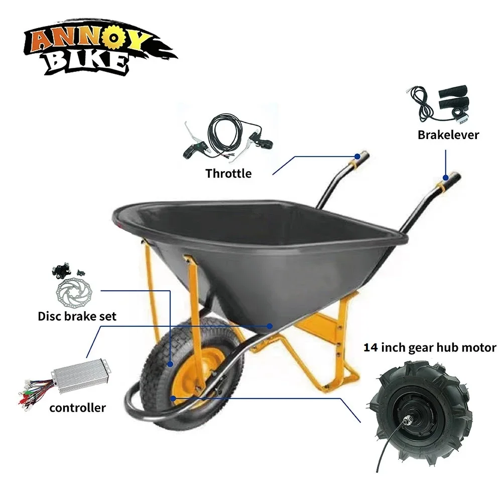 

Electric Wheelbarrow Gear Motor 14 inch 48v500w Off Road Tyre Agricultural Vehicles Motor 40N.M Electric Wheelbarrow Wheel Kit