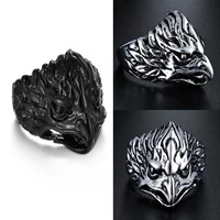 black punk retro eagle head mens ring silvery fashion hip hop rings unisex gothic cool jewelry for women wholesale trendy