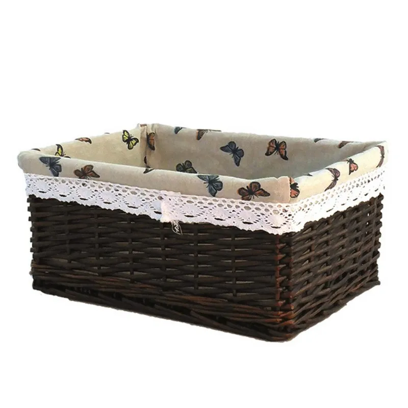 

Nordic Linen Cloth Rattan Storage Basket Desktop Sundries Storage Box Household Cosmetics Snack Basket Remote Control Container