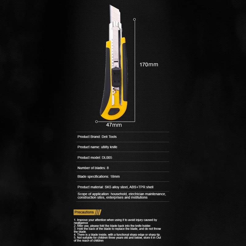 

Deli Utility Knife Metal Portable Wallpaper Knife Zinc Alloy Art Paper Cutter Removal Express Knifes Stationery