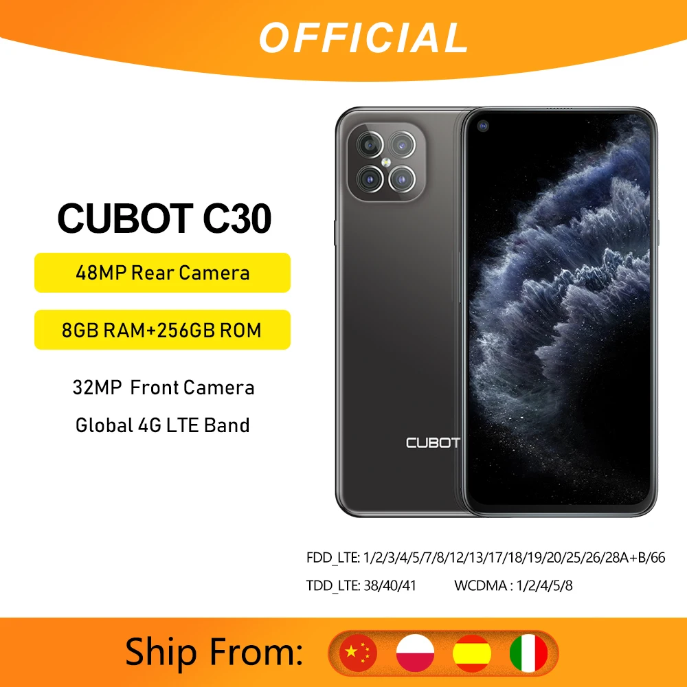 Cubot C30 смартфон 8 ГБ + 128/256 48MP Quad Camera 32MP селфи Global 4 аппарат не привязан к оператору