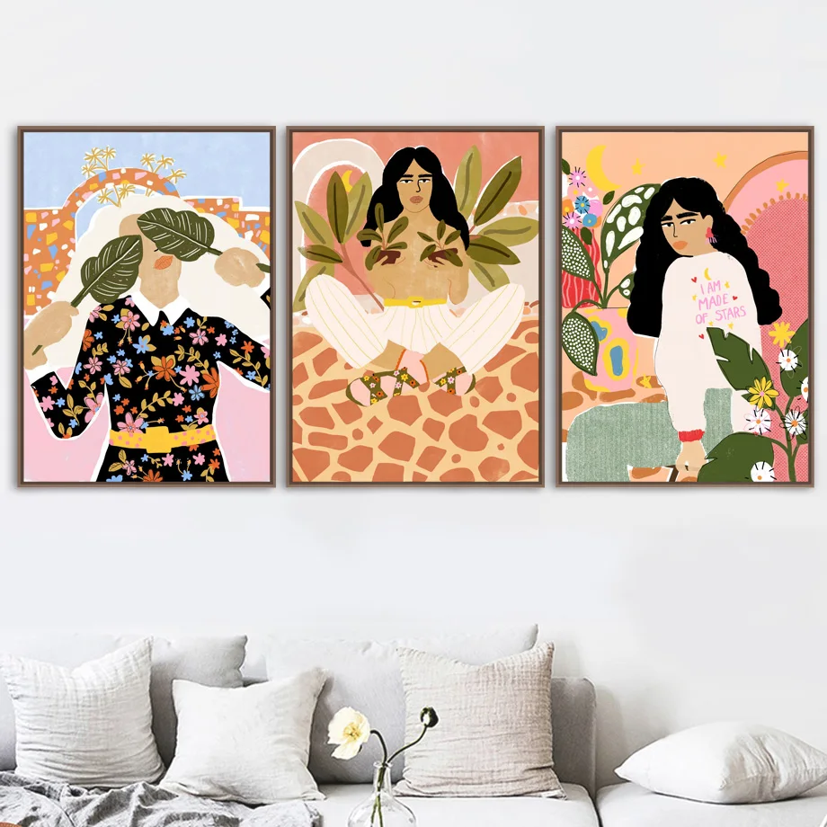 Модная обувь в винтажном стиле Большие размеры листья иллюстрации Wall Art Холст