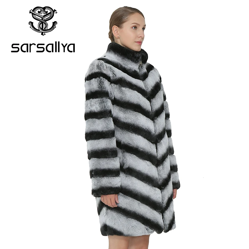 SARSALLYAWinter Для женщин Рекс Пальто из заячьего меха реальный натуральный мех пальто