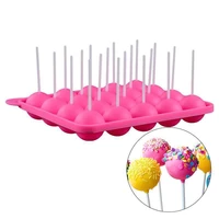 20 holes round lollipop silicone mold baking spherical chocolate cookie candy maker pop lollipop mold stick tray cake mould