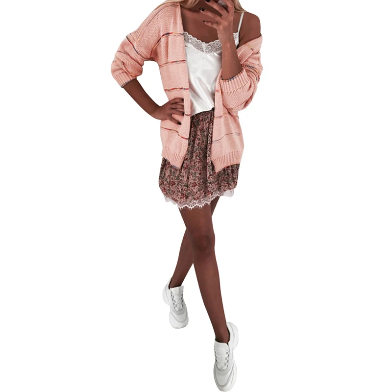 

Женский кардиган в полоску, Повседневный свитер с длинным рукавом, модель SJ4835X в стиле Харадзюку, 2019