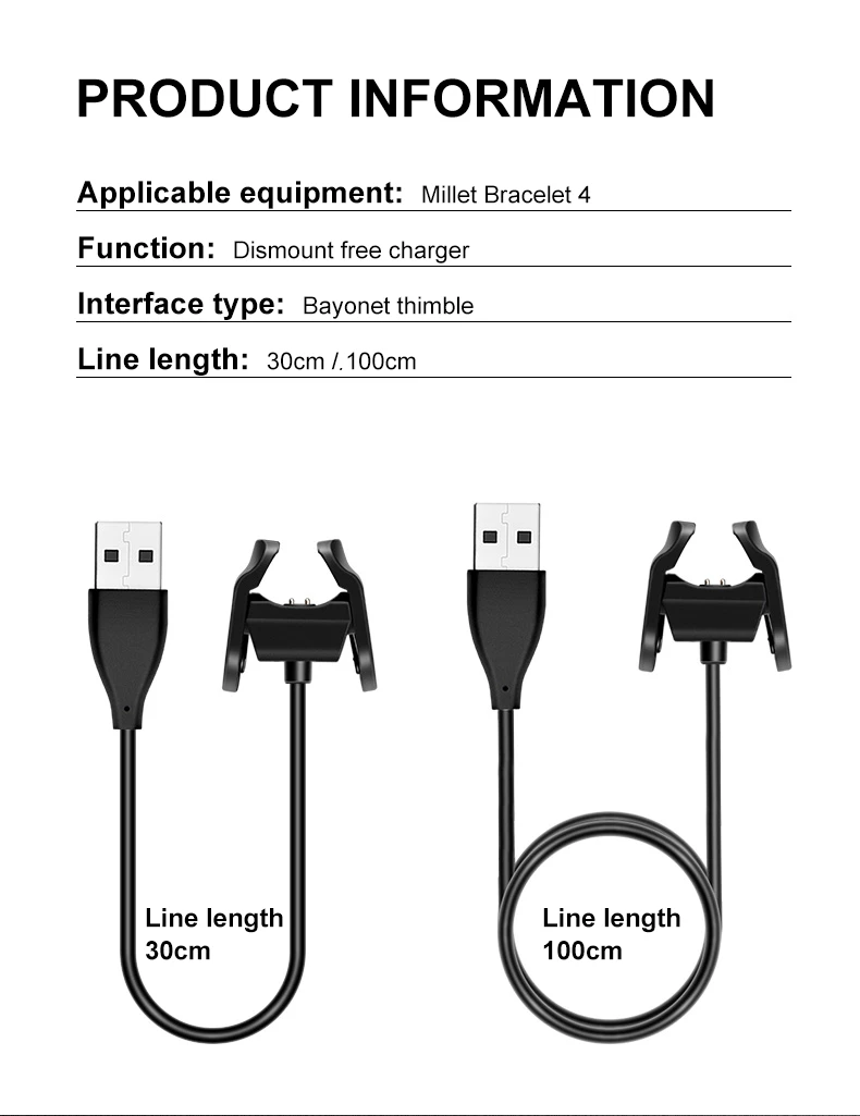 IONCT USB зарядное устройство для Xiaomi mi Band 4 зарядное устройство Сменный адаптер кабель зажим аксессуары mi Band 4 зарядная кабельная линия зарядка