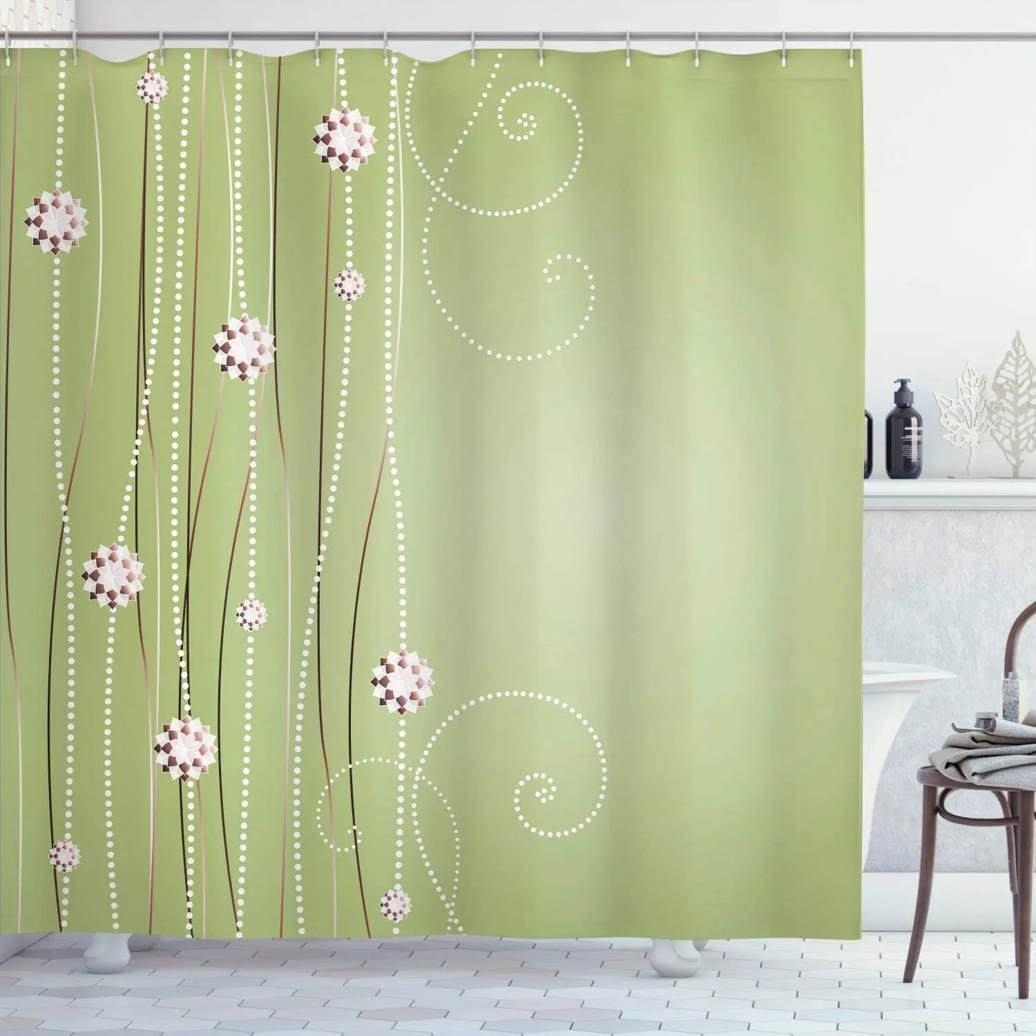 Абстрактная художественная занавеска для душа цветы в горошек винтажные
