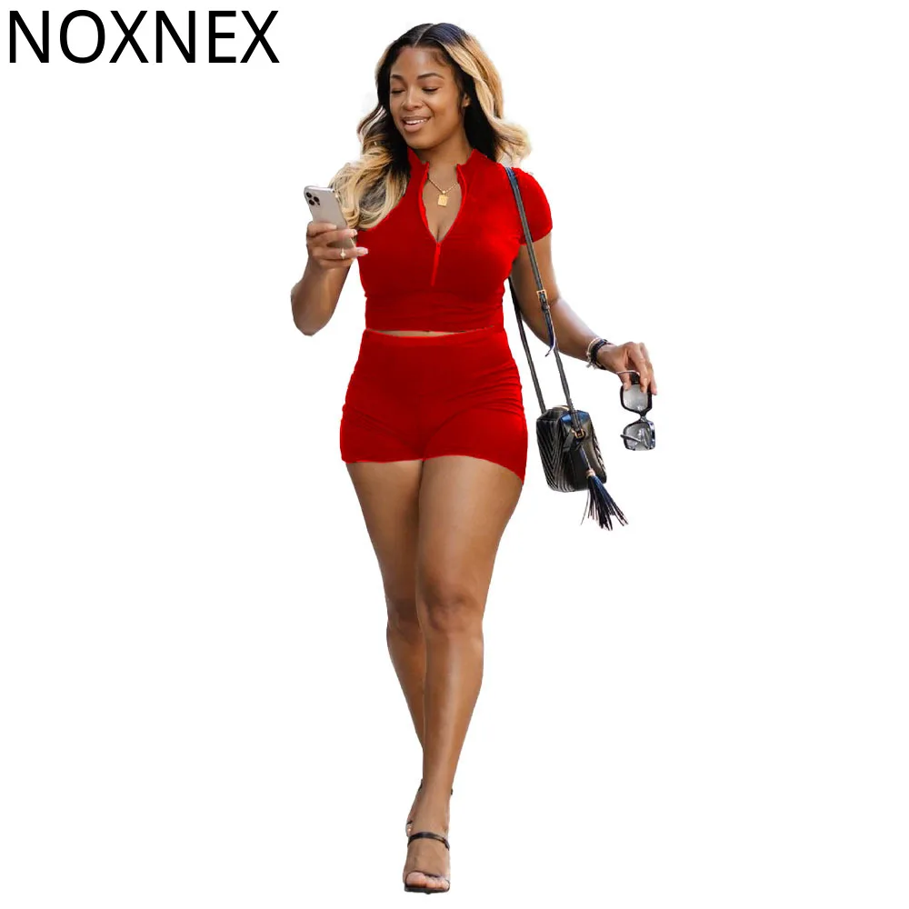

NOXNEX комплект из двух предметов, повседневный топ с коротким рукавом, футболка, короткий костюм, однотонный комплект из 2 предметов, сексуаль...