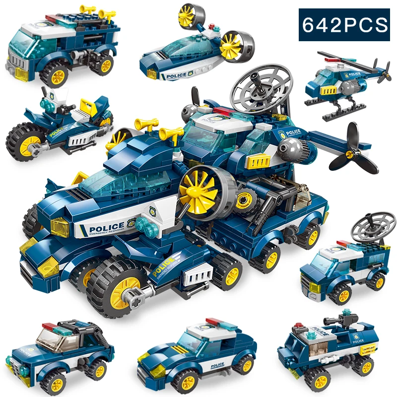 

8pcs/lot Transformation Car Building Blocks Constructor Military Chariot Bricks High-Tech Car Model Toys for Boy Friends Gift