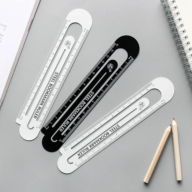 

1Pc 12cm15cm High Quality Steel Ruler Metal Bookmarks School Supplies Drawing Tools