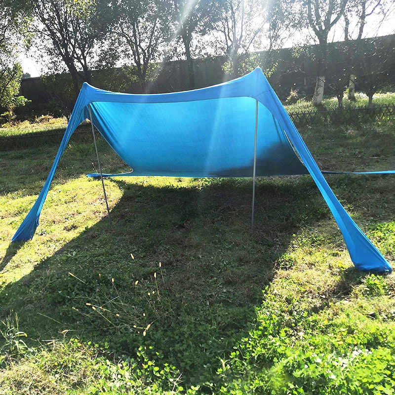 저렴한 휴대용 태양 그늘 텐트 Sandbag UV 라이크라 야외 낚시 피크닉 캠핑 비치 양산 천막 세트에 대 한 대형 가족 캐노피