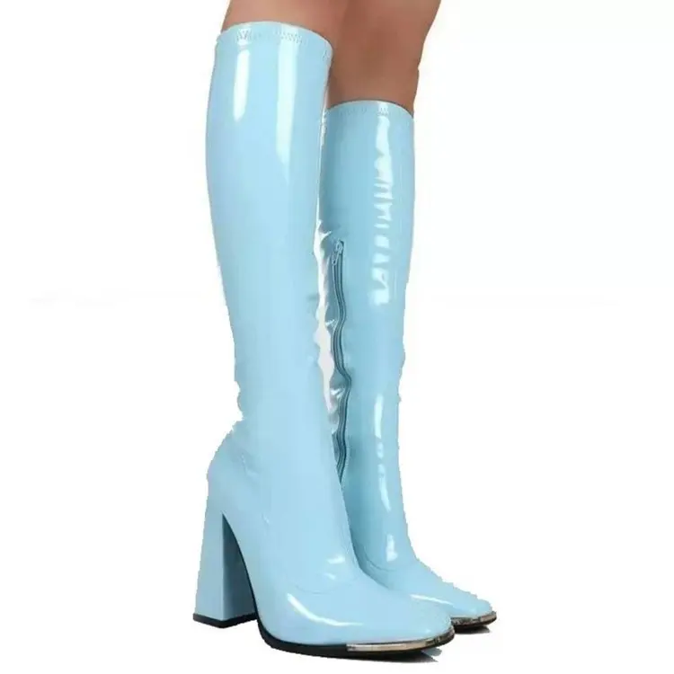 Boots 2021 autumn and winter new square high-heeled thin-leg boots Sexy Luxury High Quality Fashion Women Shoes | Обувь