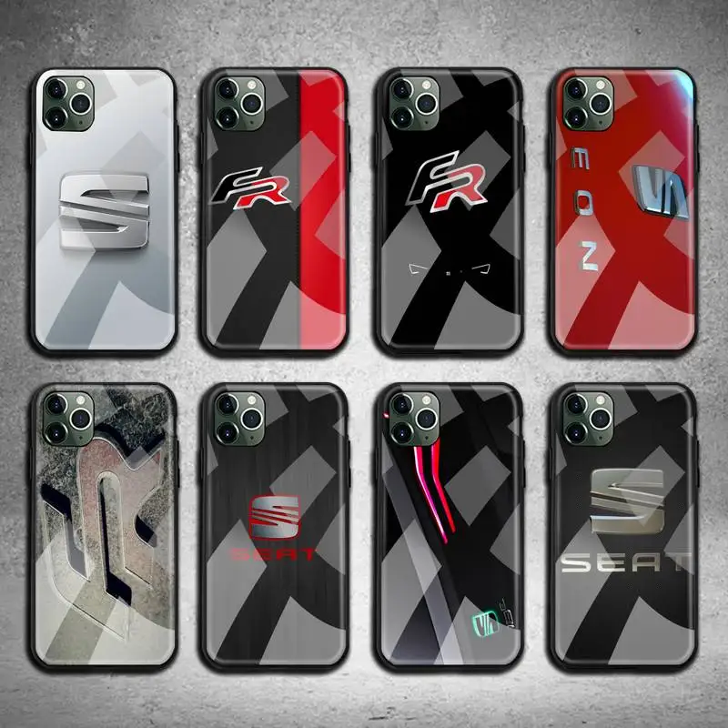 

Car Seat Logo Phone Case Tempered Glass For iPhone 12 pro max mini 11 Pro XR XS MAX 8 X 7 6S 6 Plus SE 2020 case