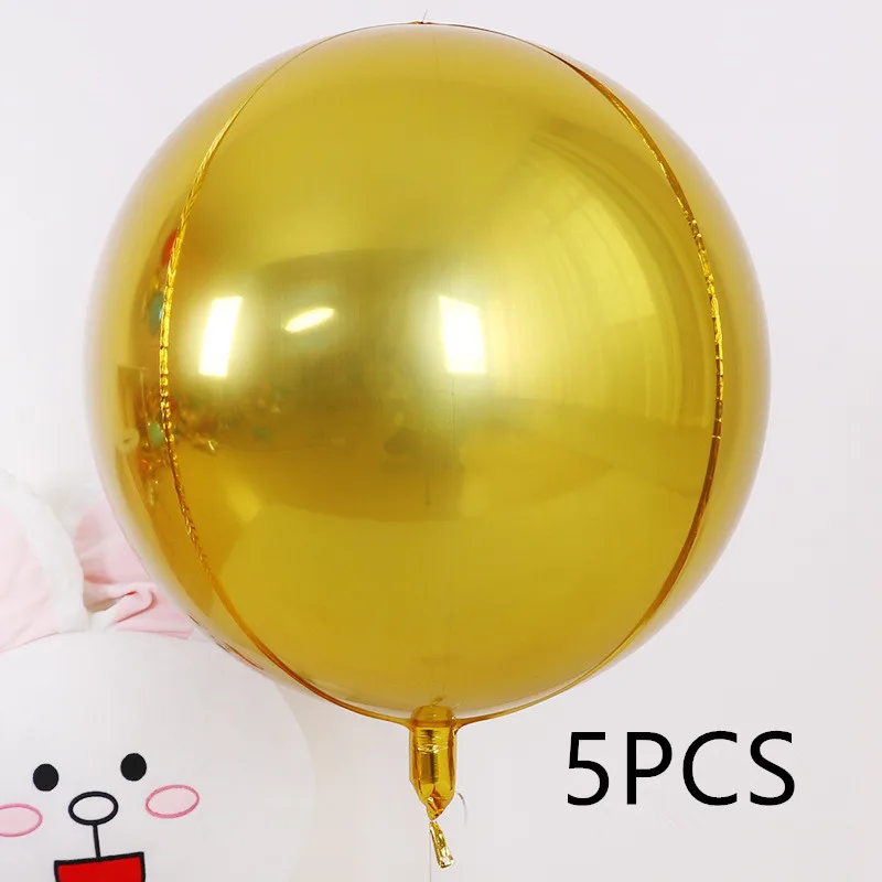 gold 5PCS 5 шт./лот 10 18 22 дюймов 4D круглые воздушные шары из алюминиевой фольги металлические воздушные шары Свадебные украшения день рождения баллон гелия поставки - Цвет: gold 5PCS
