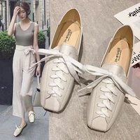 zanpace casual square toe platform shoes new spring lace up pu loafers women shoes 2021 soft flat with leather shoes female