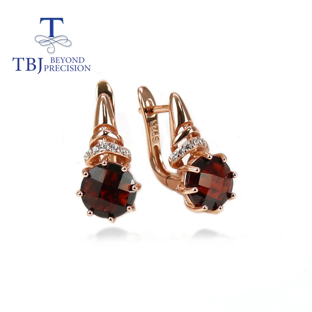 

TBJ,Natural garnet briolette Special cut gemstone earrings 925 sterling silver simple design women fine jewelry anniversary gift