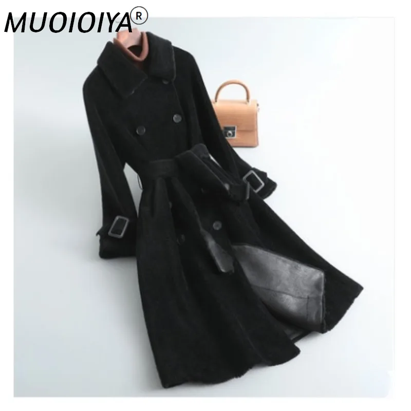 

Winter Elegant Real Sheep Shearling Overcoat Female Autumn 2022 Women's Clothing Long Wool Jacket Jaqueta Feminina Gxy674