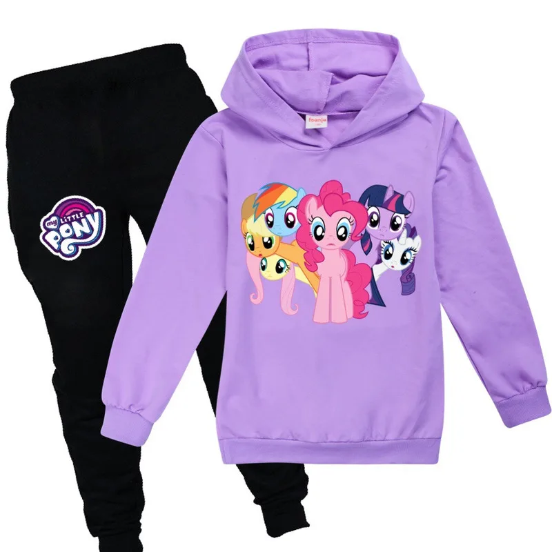 Новинка 2020 хлопковый свитер с капюшоном мультяшным принтом My Little Pony для