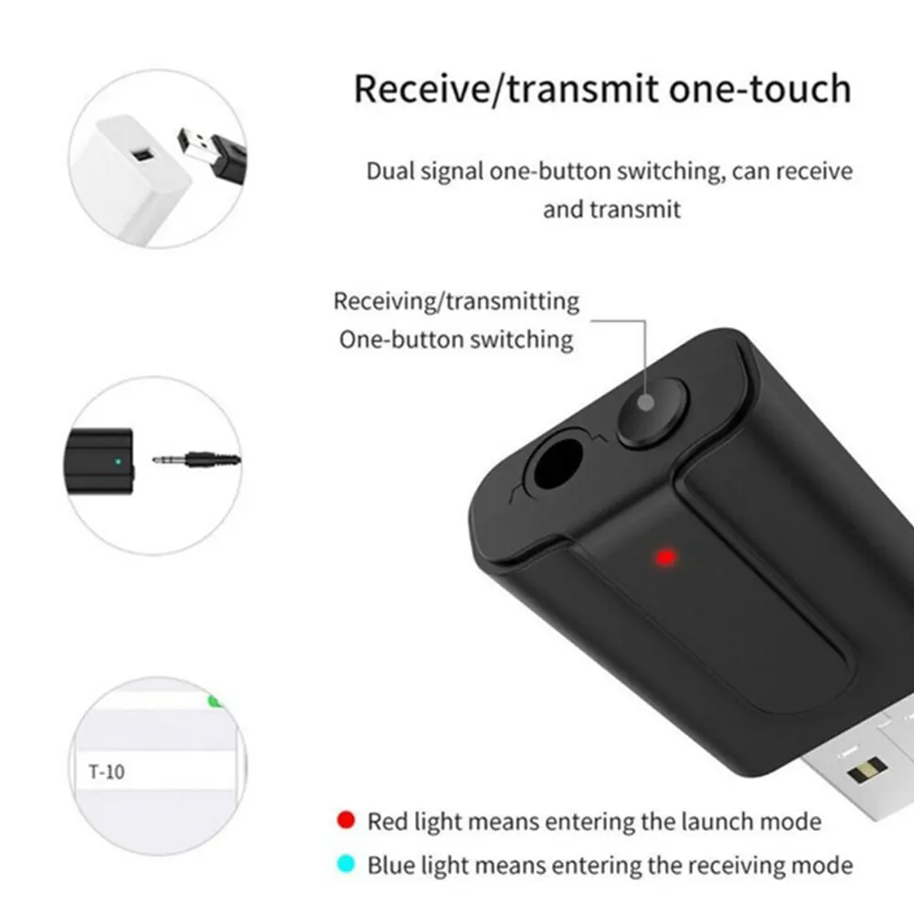 KISSCASE 2 в 1 bluetooth адаптер приемник USB мини беспроводной передатчик для динамиков