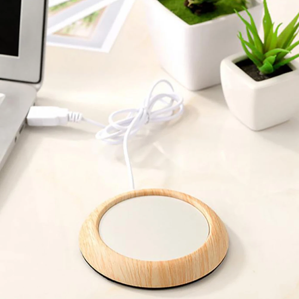 

Smart Original USB Keep Drink Warm Heater Mugs Coaster Wood Grain Heat Beverage Tea Coffee Warmer Cup Mat Home Office Supplies