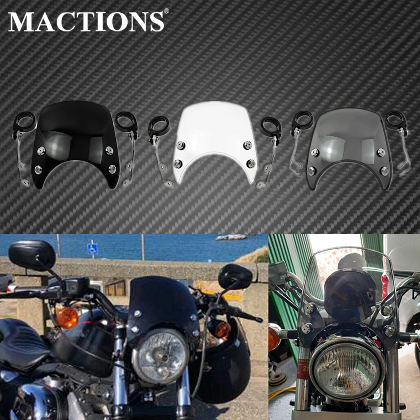Motorcycle 39mm Adjustable Custom Compact Sport Wind Deflector Windshield For Harley Sportster XL 883 1200 2004-2019