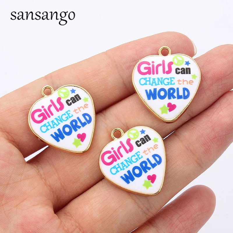 Золотой цвет сердце буквы подвески для браслета Ожерелье Эмаль Шарм браслет