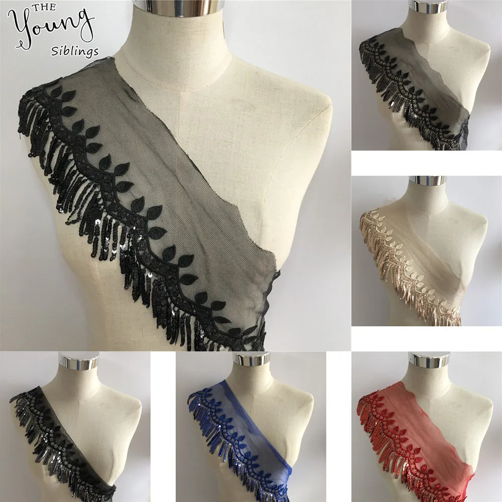 Новое поступление вышивка декольте блестки кисточки кружевной воротник