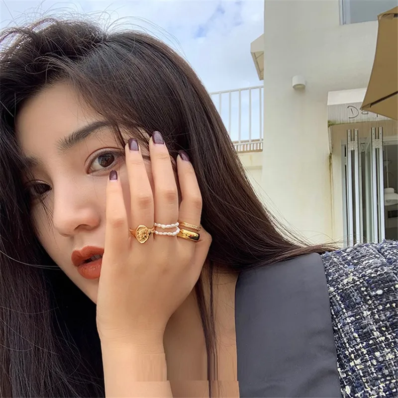 Женское кольцо с жемчугом AOMU геометрическое натуральным пресноводным и бусинами