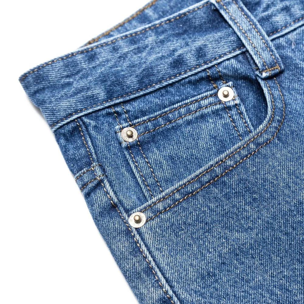 100% хлопок мужские повседневные джинсовые брюки весна-осень длинные синие прямые