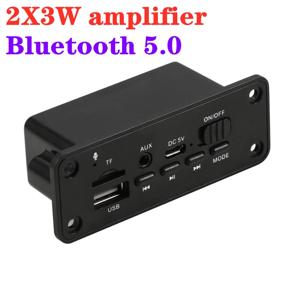 DC 5V 2*3W Amplifier Bluetooth 5.0 MP3 Player Decoder Board Car FM Radio Module Support TF USB AUX Handsfree Call Record | Электроника