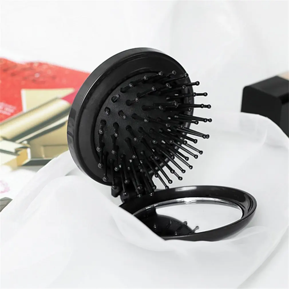 

Hot 1pc Anti-static Detangler Hair Curl Straight Massage Comb Brush Styling Tools Airbag Massage Folding Comb With Mirror