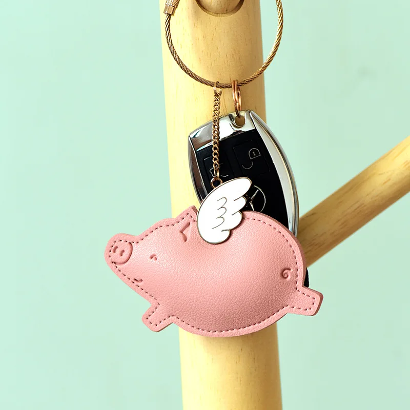 

Cute PU Leather Cartoon Animal Pendant Keychain Pig Cat Bear Elephant Car Key Ring Fashion Bag Backpack Pendant Creative Keyring