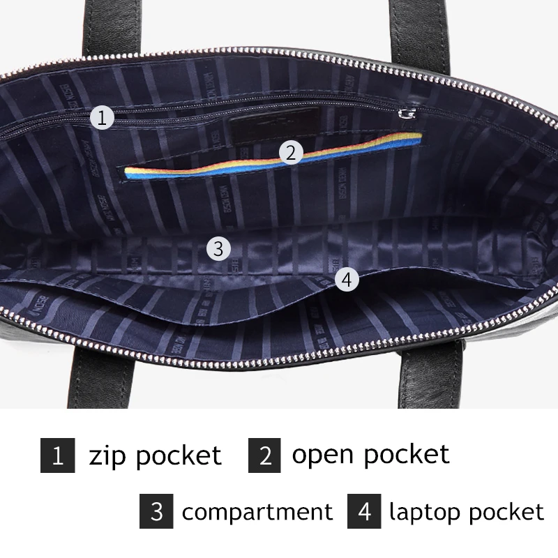 Bison Denim Cowhide Business Briefcase Genuine Leather Men Bag 14